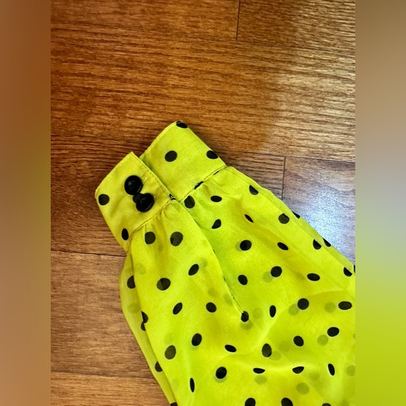 Forever 21 Sheer Lime Green Polka Dot Hi-Low Blouse Women’s Size Medium - Picture 5 of 10